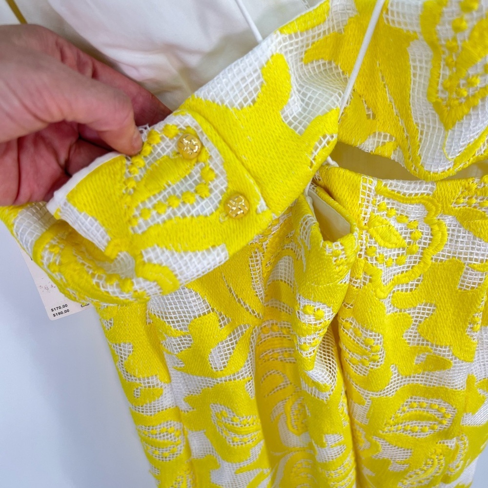 NWT Maeve by Anthropologie Yellow White Floral Embroidered Mini Slip Dress 6 Six - Picture 8 of 11